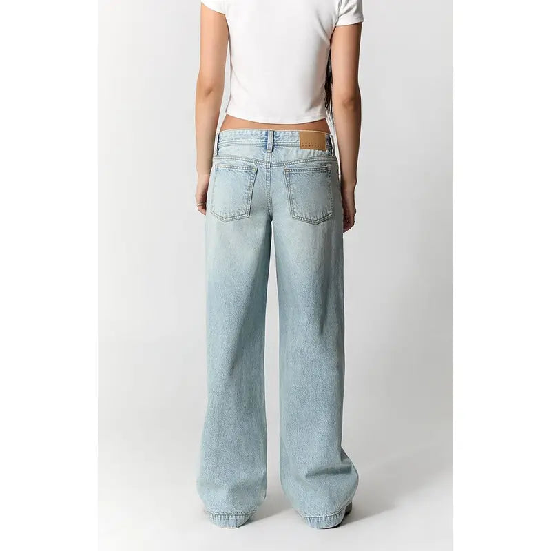 Pacsun Women'S Kaia Ultimate Low Rise Baggy Jeans Light Blue Wash