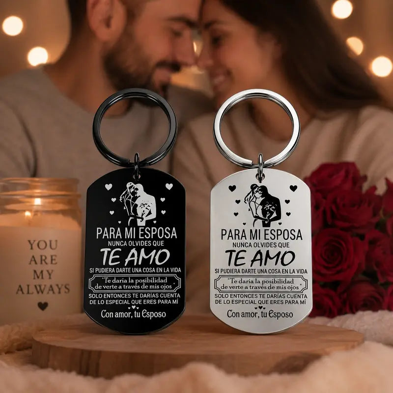 Stainless Steel Keychain for Wife - A Timeless Love Keepsake, Romantic Gift from Husband for Anniversary or Birthday