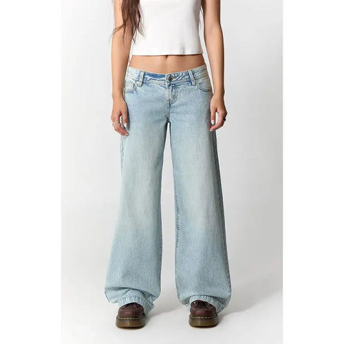 Pacsun Women'S Kaia Ultimate Low Rise Baggy Jeans Light Blue Wash