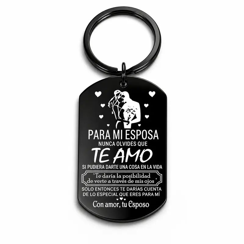 Stainless Steel Keychain for Wife - A Timeless Love Keepsake, Romantic Gift from Husband for Anniversary or Birthday