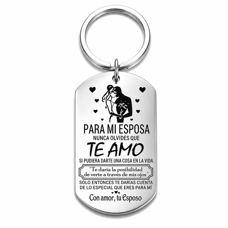 Stainless Steel Keychain for Wife - A Timeless Love Keepsake, Romantic Gift from Husband for Anniversary or Birthday