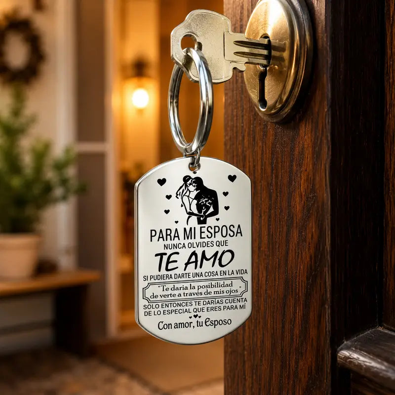 Stainless Steel Keychain for Wife - A Timeless Love Keepsake, Romantic Gift from Husband for Anniversary or Birthday