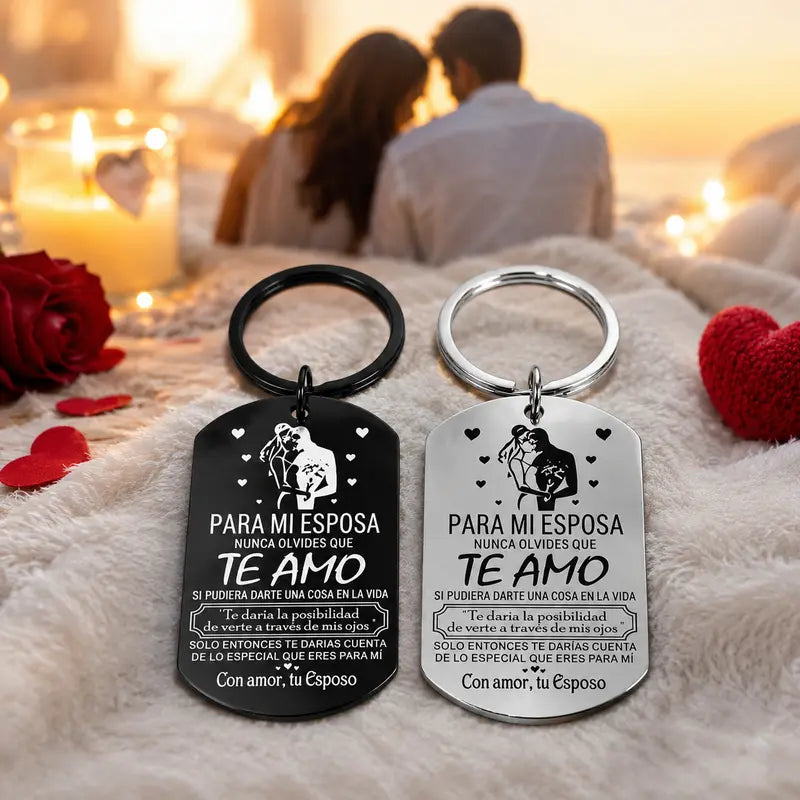 Stainless Steel Keychain for Wife - A Timeless Love Keepsake, Romantic Gift from Husband for Anniversary or Birthday